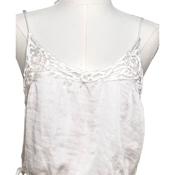 Free People Intimately White Satin Blouson Cropped Side Tie Camisole Medium - Picture 3 of 7